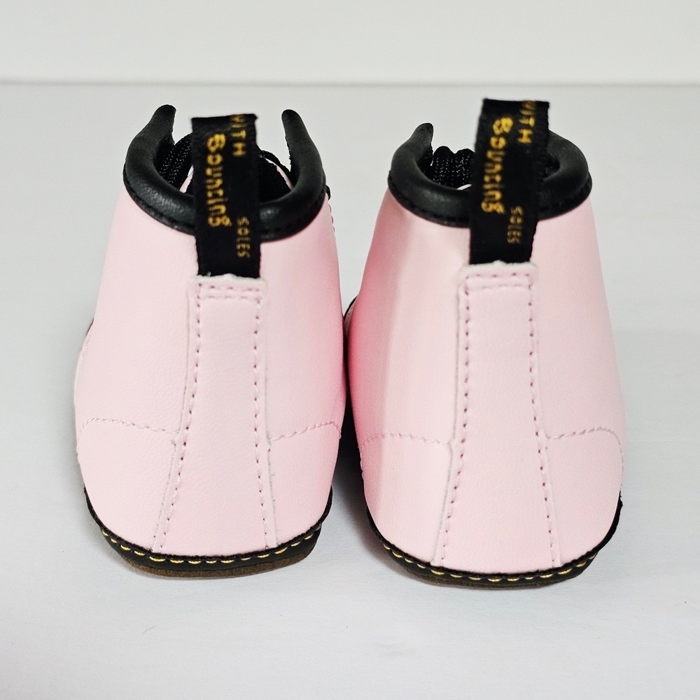 Infant Dr Martens Pink Crib Boots Soft Sole Lace Up Baby Shoes 1460 Style - Picture 3 of 12